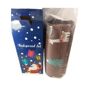 Merry Christmas Brown Green White Llama 2pc TWIN Sheet Set